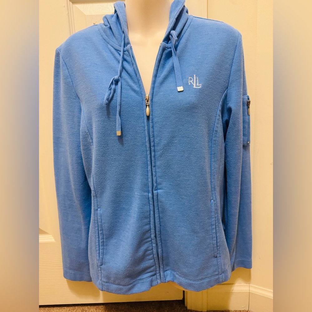 Ralph Lauren Women's Sky Blue Fleece Hoodie, Medium
